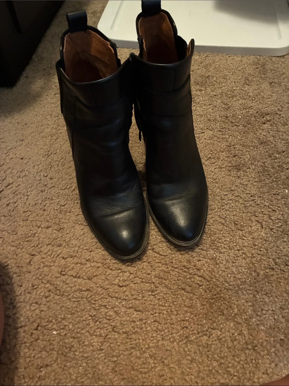 Franco Sarto Black Leather Pointed Ankle Booties